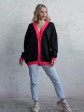 Кардиган з гудзиками - oversize - "Беатріс" - Чорно-малиновий mini 