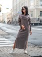 Тепла довга сукня з капюшоном - Машинна в'язка - "Агата" - Шоколад mini 3
