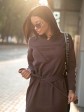 Тепла довга сукня з капюшоном - Машинна в'язка - "Агата" - Слива mini 2