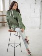 Жіночий худи на флісі з капюшоном Oversize - "Оллі" - хакі mini 