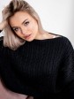 В'язаний жіночий костюм - Спідниця міні і светр вільного крою - машинна в'язка - "Адель" -  Чорний mini 5