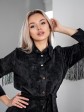 Жіноча сорочка - Вельвет з бахромою - "Стелла" - Чорна mini 8