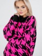 Светр "Донна" - Гусяча лапка - шерсть - Oversize - Чорний-малина mini 