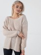 Светр з відкритою спиною oversize - машинна в'язка - "Кайлі" - Бежевий mini 
