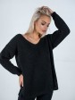 Светр з відкритою спиною oversize - машинне в'язання - "Кайлі" - Чорний mini 