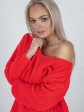 Светр з відкритою спиною oversize - машинне в'язання - "Кайлі" - Червоний mini 