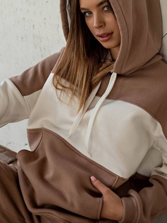 Костюм жіночий - Триніка на флісі -oversize - "Моніка" - Кава 9