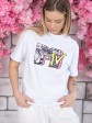 Женская футболка - оверсайз - белая с принтом MTV mini 