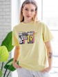 Женская футболка - оверсайз - лимонная с принтом MTV mini 1