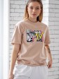 Женская футболка - оверсайз - бежевая с принтом MTV mini 