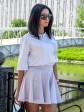Женский костюм футболка и юбка-солнце - «Джина» - Серый меланж mini 