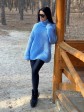 Женский свитер с высоким горлом  - Шерсть- Акрил - «Джолли» - голубой mini 2