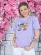 Жіноча футболка - оверсайз  - лавандова з принтом MTV mini 3