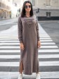 Теплое длинное платье с капюшоном - Машинная вязка - "Агата" - Шоколад mini 4