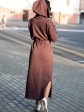 Теплое длинное платье с капюшоном - Машинная вязка - "Агата" - Слива mini 4