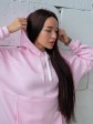 Женский худи на флисе с капюшоном Oversize - "Олли" - розовый. mini 2