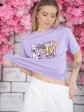Жіноча футболка - оверсайз  - лавандова з принтом MTV mini 4