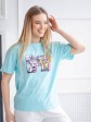 Женская футболка - оверсайз - мятная с принтом MTV mini 2