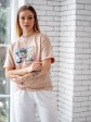 Женская футболка - оверсайз - бежевая с принтом MTV mini 2