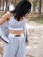 Женский спортивный костюм-тройка с коротким топом, брюками и бомбером - "Бьянка" - серый мелаеж mini 2