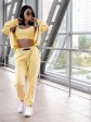 Женский спортивный костюм-тройка с коротким топом, брюками и бомбером - "Бьянка" - лимонный mini 