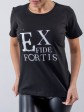 Женская футболка свободного кроя - Хлопок - "Элис" - Черная mini 2
