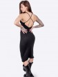 Женское платье с открытой спиной - машинная вязка - "Ирис" - Черный mini 4