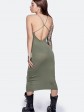 Женское платье с открытой спиной - машинная вязка - "Ирис" - Хаки mini 1
