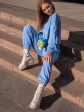 Женский спортивный костюм -"Джой" 
- свитшот-топ и брюки - Трехнитка -  Голубой mini 