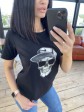Жіноча футболка - принт Череп - Бавовна - Чорна mini 4