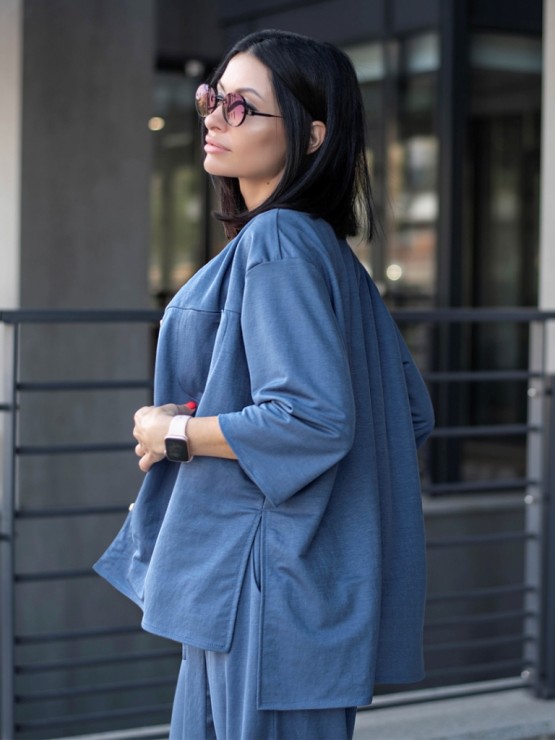 Летний легкий костюм - Трикотаж - Брюки с блузой -  "Донна" - Индиго Летний легкий костюм - Трикотаж - Брюки с блузой -  "Донна" - Индиго 7