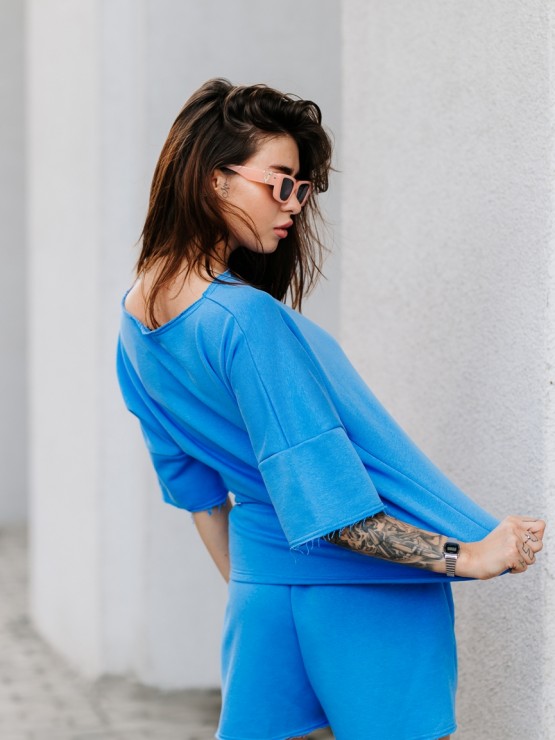 Костюм вільного крою - Футболка, шорти - Софія - Блакитний Костюм вільного крою - Футболка, шорти - Софія - Блакитний 2