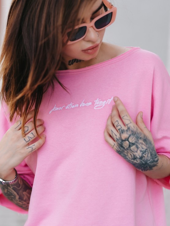 Костюм свободного кроя - Футболка, шорты - "София" - Розовый 1