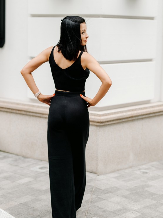 Штани жіночі - вільного крою - машинна в'язка - чорний 1