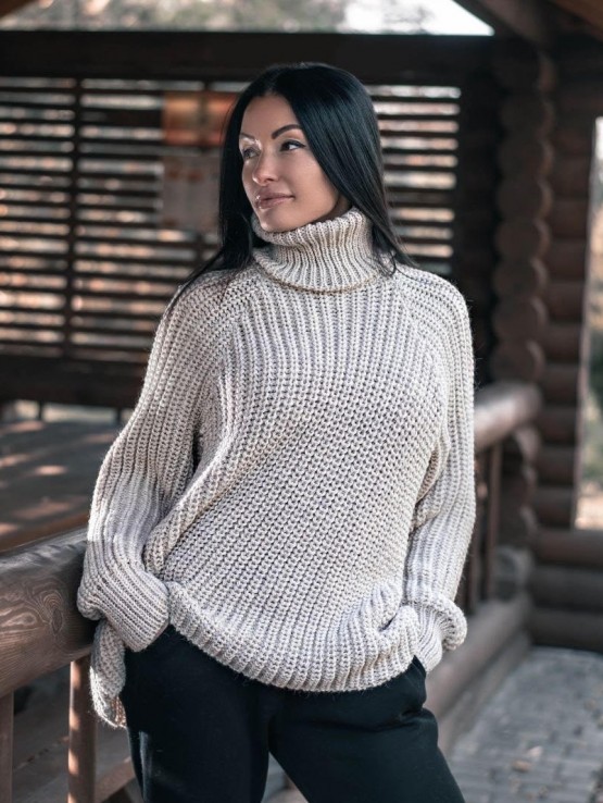 Жіночий светр з високим горлом - Вовна-Акрил - «Джоллі» - Пісок 
