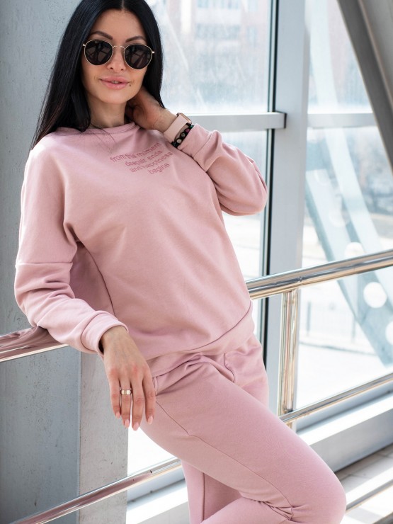 Жіночий костюм вільного крою - Тринітка - «Дженіфер» - Пудра 2