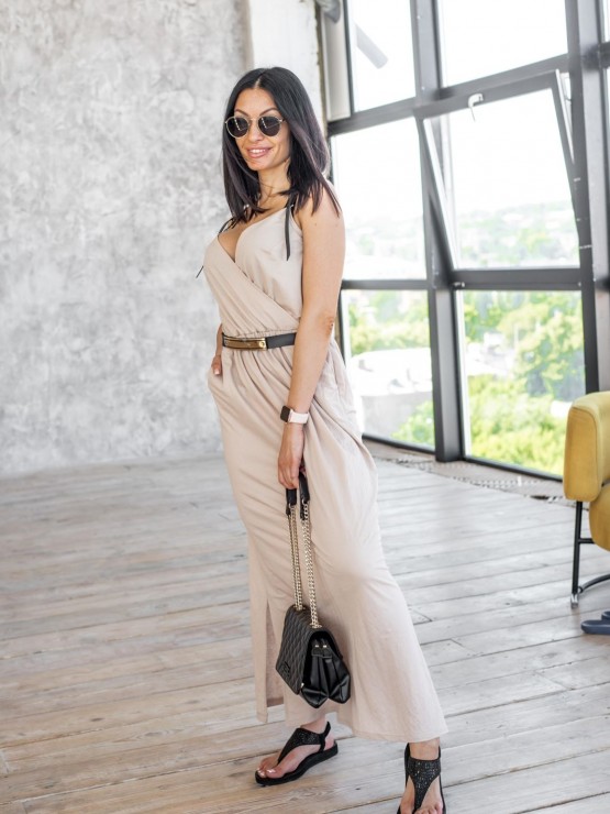 Летний трикотажный  сарафан - «Доминика» - Бежевый Летний трикотажный  сарафан - «Доминика» - Бежевый 3