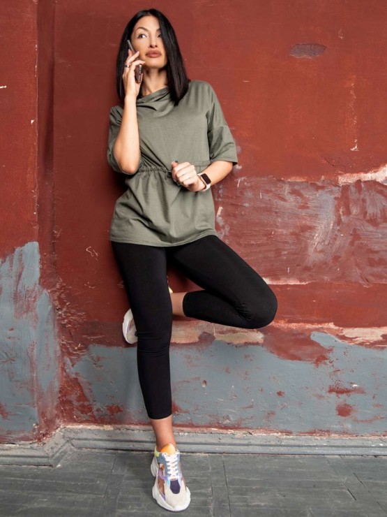 Жіночий костюм - футболка та лосини - «Міла» - хакі 1
