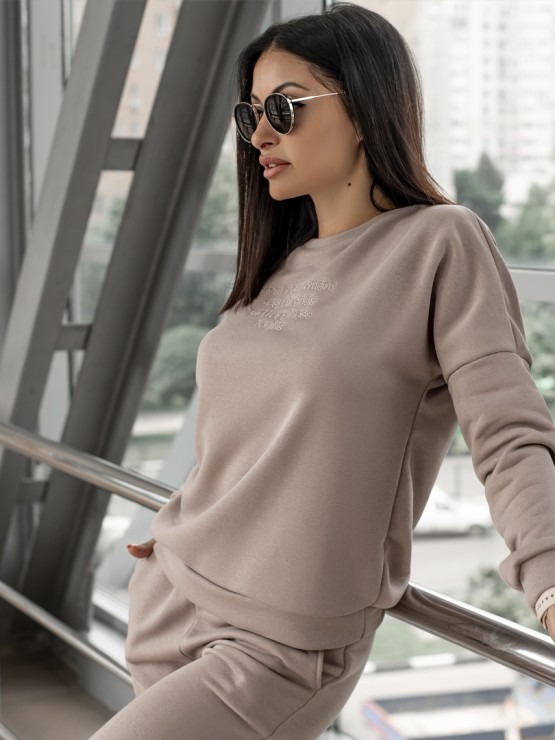 Костюм вільного крою - Тринитка - «Дженіфер» -  кава 1