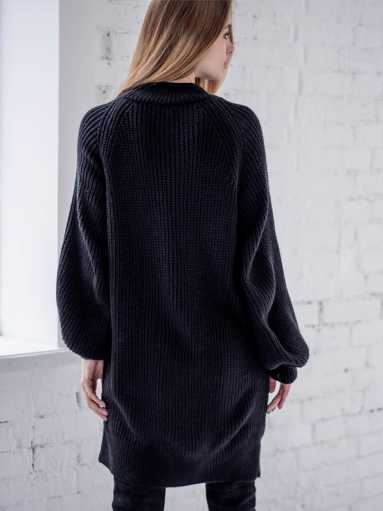 Жіноча туніка з високим горлом - Вовна - Акрил - "Міра" чорний Жіноча туніка з високим горлом - Вовна - Акрил - "Міра" чорний 3