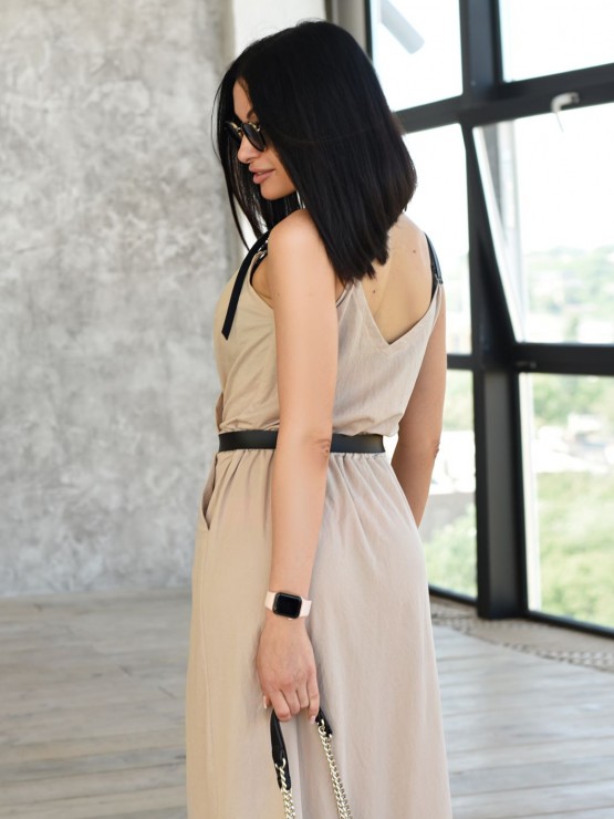 Летний трикотажный  сарафан - «Доминика» - Бежевый Летний трикотажный  сарафан - «Доминика» - Бежевый 2