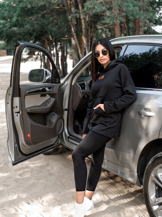 Женское худи с капюшоном - Черный 2