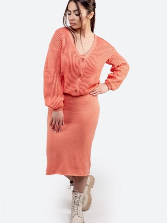 В'язана жіноча кофта - Бавовна - Шерсть - Акрил - "Келлі" - Корал 3