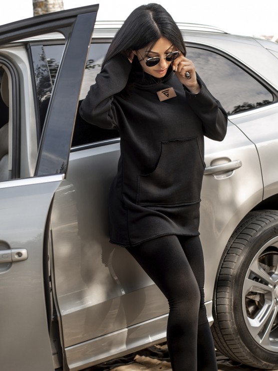 Женское худи с капюшоном - Черный 1