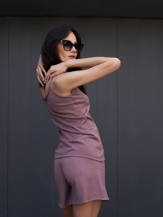 Костюм шорти та майка - Машинна в'язка - "Глорія" - Слива 4