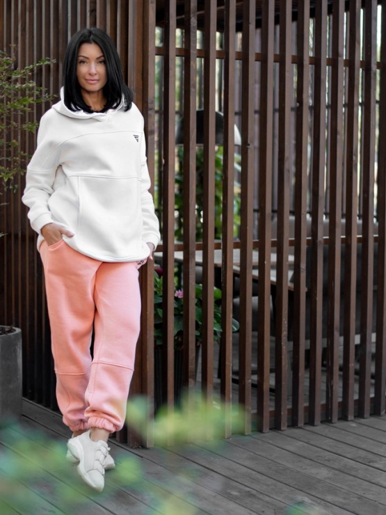 Жіночий спортивний костюм на флісі - "Аврора" - молоко-персик 3
