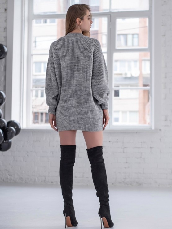 Жіноча туніка з високим горлом - Вовна - Акрил - "Мира" сірий Жіноча туніка з високим горлом - Вовна - Акрил - "Мира" сірий 4