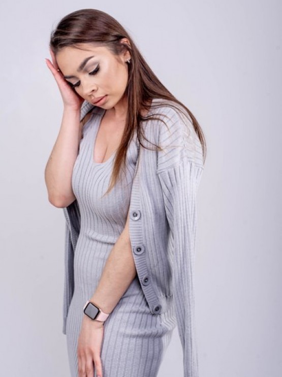 Женская вязаная кофта "Элизабет" - Серый 7