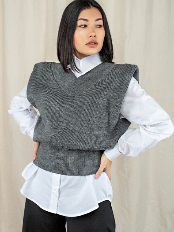 Жіноча жилетка - Півшерсть - «Лілі» - «Лiлi» - графiт 1