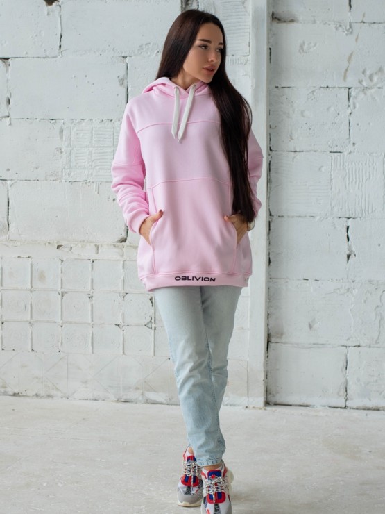 Жіночий худи на флісі з капюшоном Oversize - "Оллі" - рожевий 1